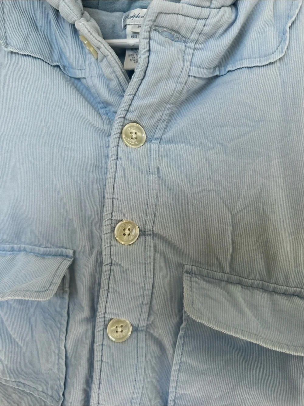 Ralph Lauren Light Blue Baby Snow Suit — Corduroy Fabric